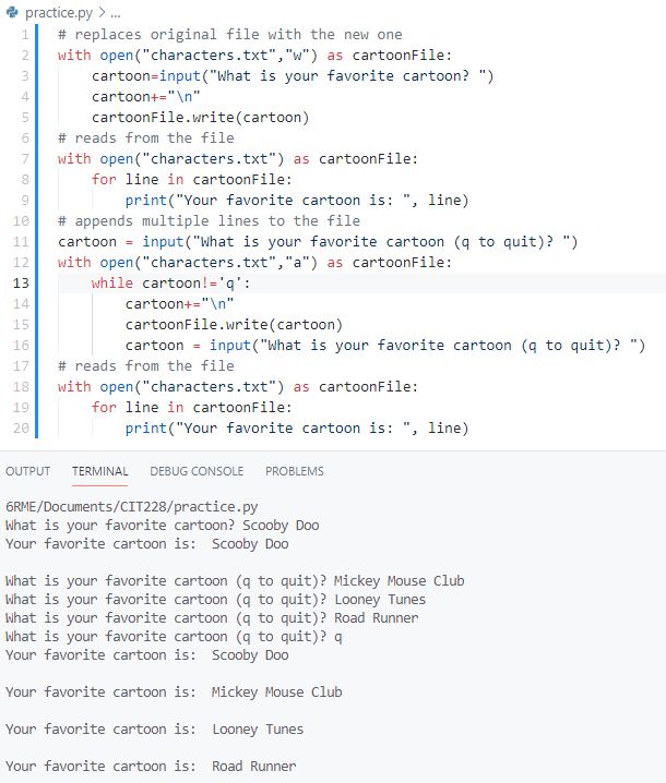 revised sample program and output in vs